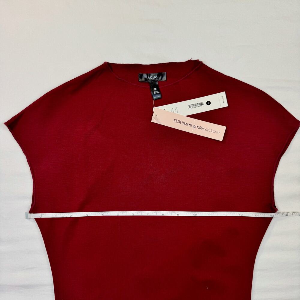Aqua Ponte Sheath Mock Neck Cap Sleeve Mini Dress Burgundy Red Women’s Small - Picture 7 of 16